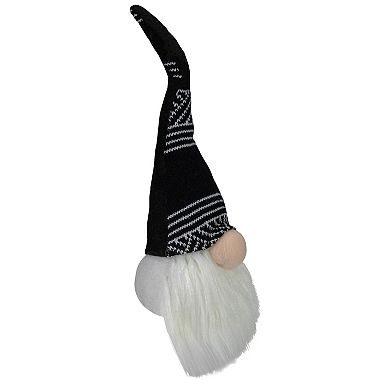 12-Inch Black and White Plush Sitting Christmas Gnome Tabletop Decoration