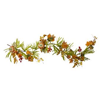5' x 10" Pumpkins and Berries with Leaves Artificial Thanksgiving Garland - Unlit
