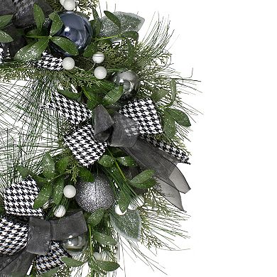 Houndstooth and White Berries Artificial Christmas Wreath - 24-Inch  Unlit
