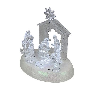 LED Holy Family in Stable Christmas Nativity Scene 7.5 Inch