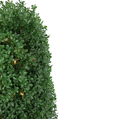 18" Pre-Lit Artificial Boxwood Cone Topiary Tree with Round Pot Clear Lights