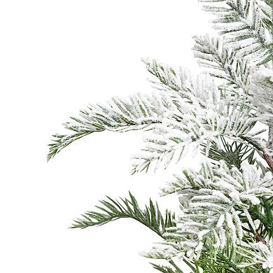 17.5" Heavily Flocked Pine Tree in Burlap Base Christmas Decoration