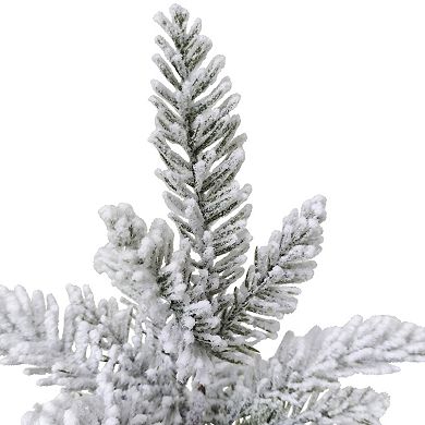 17.5" Heavily Flocked Pine Tree in Burlap Base Christmas Decoration