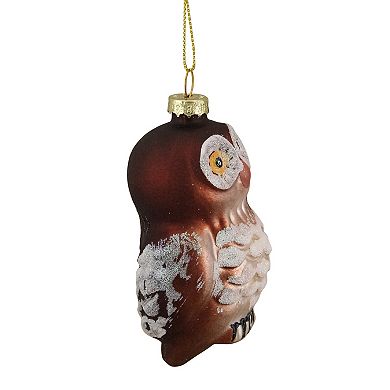 3.75" Brown and White Glass Owl Christmas Ornament
