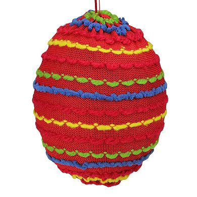 4.25" Bohemian Multicolor Knitted Christmas Ball Ornament