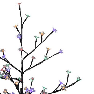 4' Pre-Lit Cherry Blossom Flower Artificial Tree - Multicolor LED Lights