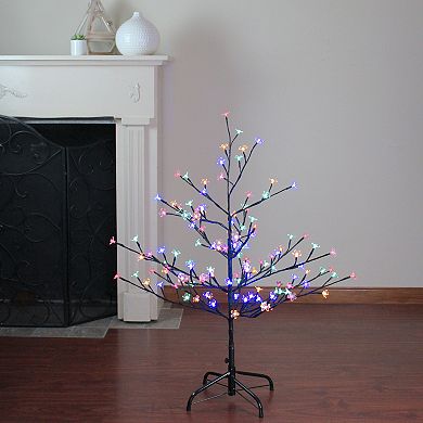 4' Pre-Lit Cherry Blossom Flower Artificial Tree - Multicolor LED Lights