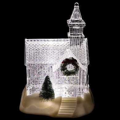 9" LED Lighted Icy Crystal Glitter Snow Globe Christmas House