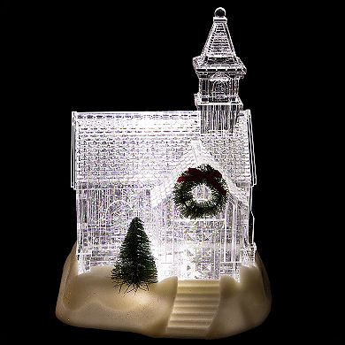 9" LED Lighted Icy Crystal Glitter Snow Globe Christmas House