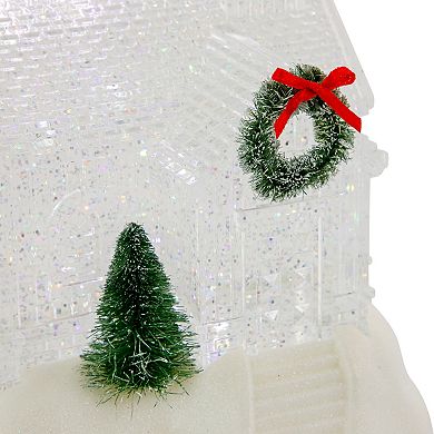 9" LED Lighted Icy Crystal Glitter Snow Globe Christmas House