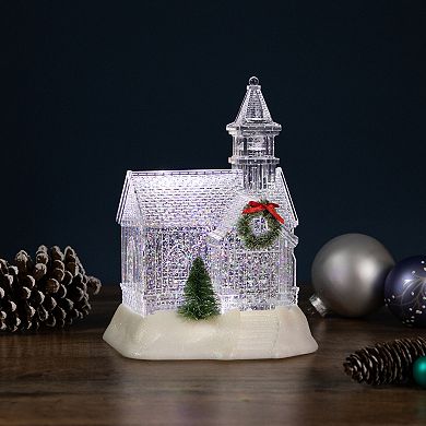 9" LED Lighted Icy Crystal Glitter Snow Globe Christmas House