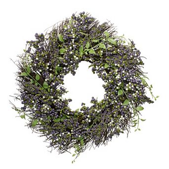 Purple Mini Berry Artificial Thanksgiving Wreath 22-Inch Unlit