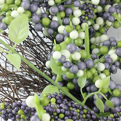 Purple Mini Berry Artificial Thanksgiving Wreath 22-Inch Unlit