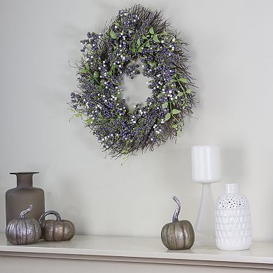 Purple Mini Berry Artificial Thanksgiving Wreath 22-Inch Unlit
