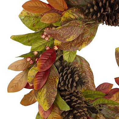 Leaves and Berries Twig Artificial Thanksgiving Wreath - 26-Inch Unlit