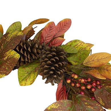 Leaves and Berries Twig Artificial Thanksgiving Wreath - 26-Inch Unlit