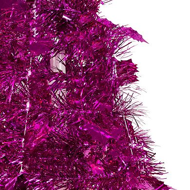 6' Pink Tinsel Pop-Up Artificial Christmas Tree Unlit