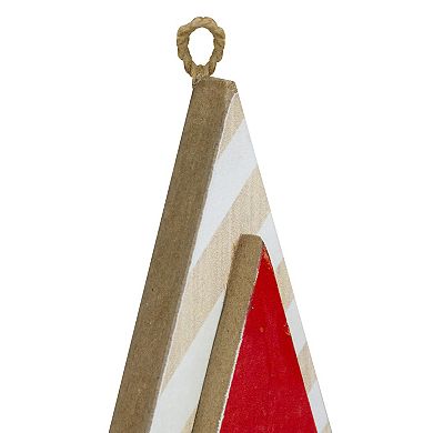 16” Red and White Merry Little Christmas Tree Wooden Hanging Wall Sign