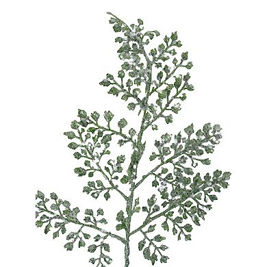 18" Green Glittered Leaves Artificial Christmas Spray