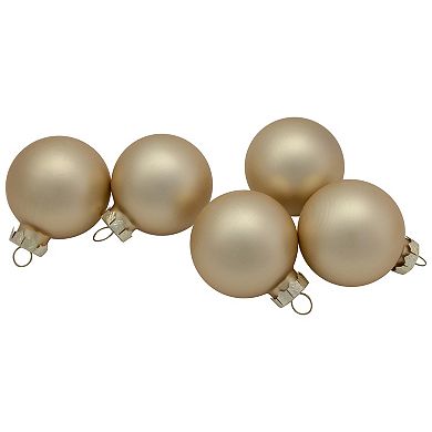 10ct Champagne Gold Shiny and Matte Glass Christmas Ball Ornaments 1.75"