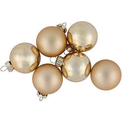 10ct Champagne Gold Shiny and Matte Glass Christmas Ball Ornaments 1.75"