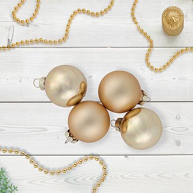 10ct Champagne Gold Shiny and Matte Glass Christmas Ball Ornaments 1.75"