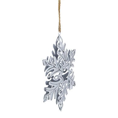 5.5" Silvery White Metal Snowflake Christmas Ornament