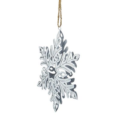 5.5" Silvery White Metal Snowflake Christmas Ornament
