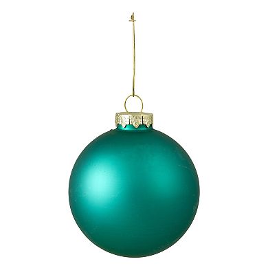 6ct Shiny and Matte Turquoise Green Glass Ball Christmas Ornaments 3.25" (80mm)