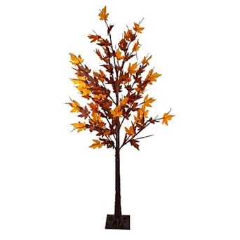 6' Pre-Lit LED Brown Maple Artificial Christmas Tree- Clear Lights