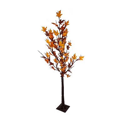 6' Pre-Lit LED Brown Maple Artificial Christmas Tree- Clear Lights