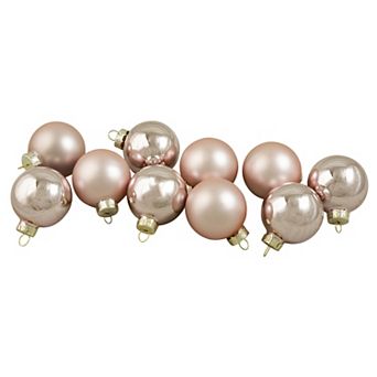 10 ct Baby Pink Glass 2-Finish Christmas Ball Ornaments 1.75" (45mm)