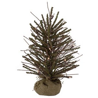 18" Pre-Lit Potted Warsaw Twig Artificial Christmas Tree - Clear Lights