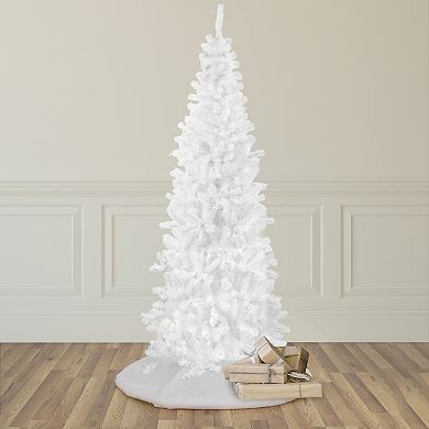 6.5' White Georgian Pine Slim Artificial Christmas Tree Unlit