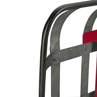 24" Red and Green "JOY" Rustic Tobacco Basket Christmas Wall Decor