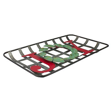 24" Red and Green "JOY" Rustic Tobacco Basket Christmas Wall Decor