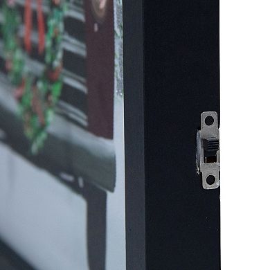 15.75" Black Frame Red Vintage Truck LED Lighting Christmas Wall Canvas