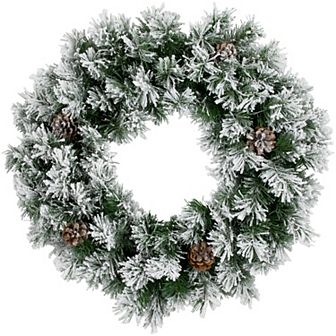 36" Snowy Flocked Angel Pine with Pine Cones Artificial Christmas Wreath - Unlit