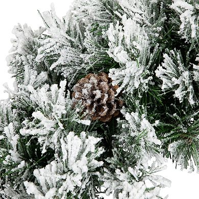 36" Snowy Flocked Angel Pine with Pine Cones Artificial Christmas Wreath - Unlit