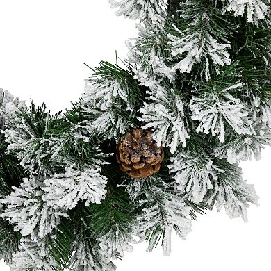 36" Snowy Flocked Angel Pine with Pine Cones Artificial Christmas Wreath - Unlit