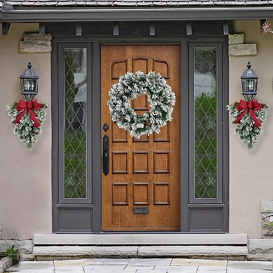 36" Snowy Flocked Angel Pine with Pine Cones Artificial Christmas Wreath - Unlit