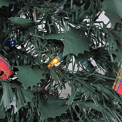 6' Pre-Lit Red Plaid Pre-Decorated Pop-Up Artificial Christmas Tree Multicolor Lights