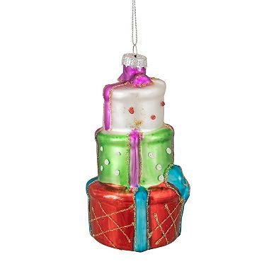 4.5" Multi-Color Stacked Presents Glass Christmas Ornament