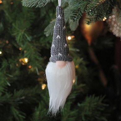 8" Gray Hat Christmas Santa Gnome Head Ornament
