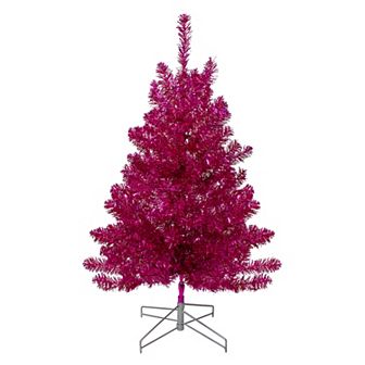3' Metallic Pink Tinsel Artificial Christmas Tree - Unlit