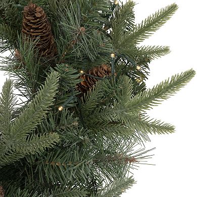 24" Pre-Lit Artificial Mixed Pine and Pine Cone Christmas Wreath