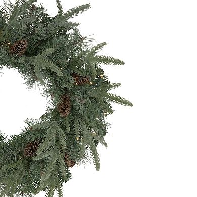 24" Pre-Lit Artificial Mixed Pine and Pine Cone Christmas Wreath