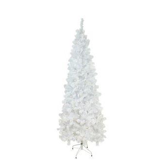 7.5' Pre-Lit White Pencil Pine Artificial Christmas Tree - Warm White LED Lights