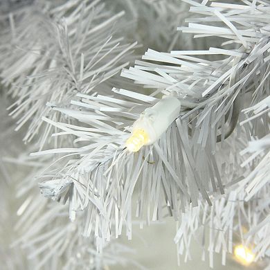7.5' Pre-Lit White Pencil Pine Artificial Christmas Tree - Warm White LED Lights