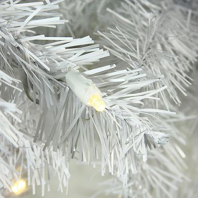7.5' Pre-Lit White Pencil Pine Artificial Christmas Tree - Warm White LED Lights
